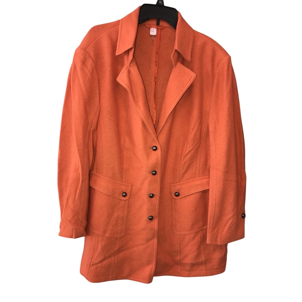 Basler Orange 100% Wool Blazer, Size 16 Goldtone Buttons  Pocketed Seasonal